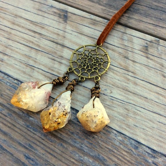 Citrine rear view mirror crystal car charm, healing jewelry, necklace - Picture 2 of 7